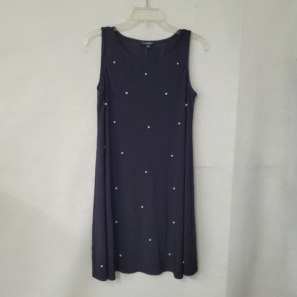 Roz & Ali Dress Women S Black Beaded Tank Swing A-Line‎ Mini Stretch - Picture 1 of 12